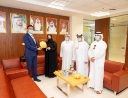 Emirates Love Team presenting their appreciation to the heroes of the first line of defense at Sheikh Khalifa Medical City in Ajman.